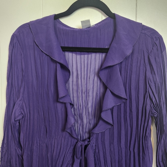 Vintage 90s Purple Ruffle Sheer Top Blouse Whimsygoth Goth Fairycore Medium Y2k - Picture 4 of 13